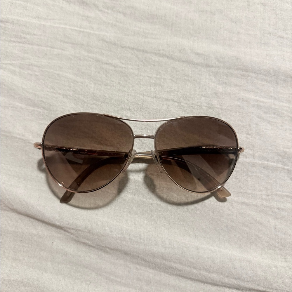 Burberry Gold and Brown Aviator Sunglasses